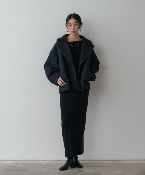 GALLEST（ギャレスト）の「ループボアPコート（ピーコート・レディース・ネイビー/ブラウン系/オフホワイト・38）」の19枚目の写真