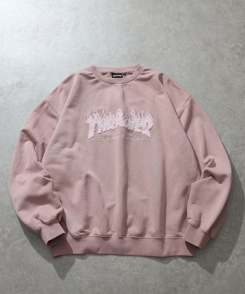 THRASHER(スラッシャー)の「【THRASHER/スラッシャー】裏毛 ピグメント加工 ダメージデニムアップリケ刺繍 クルーネックスウェット(スウェット・メンズ・チャコール/グレー/ブラウン/ピンク・L/M/XL)」の18枚目の写真