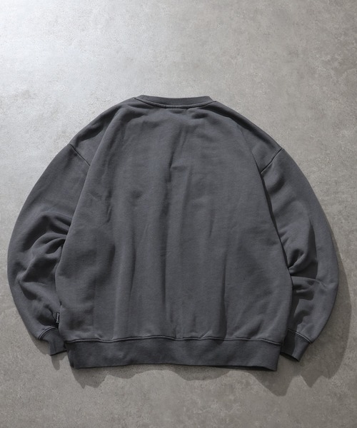 THRASHER(スラッシャー)の「【THRASHER/スラッシャー】裏毛 ピグメント加工 ダメージデニムアップリケ刺繍 クルーネックスウェット(スウェット・メンズ・チャコール/グレー/ブラウン/ピンク・L/M/XL)」の8枚目の写真