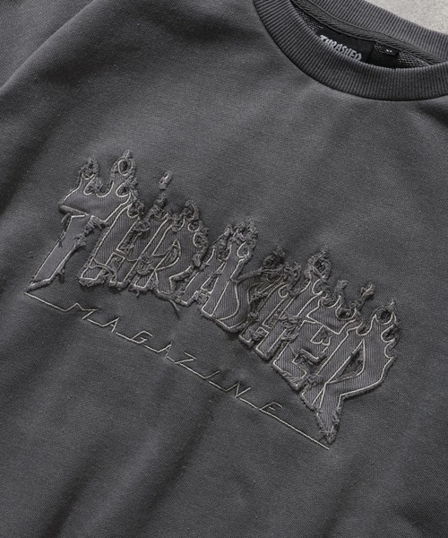 THRASHER(スラッシャー)の「【THRASHER/スラッシャー】裏毛 ピグメント加工 ダメージデニムアップリケ刺繍 クルーネックスウェット(スウェット・メンズ・チャコール/グレー/ブラウン/ピンク・L/M/XL)」の15枚目の写真