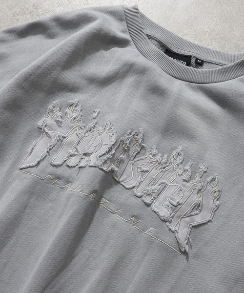 THRASHER(スラッシャー)の「【THRASHER/スラッシャー】裏毛 ピグメント加工 ダメージデニムアップリケ刺繍 クルーネックスウェット(スウェット・メンズ・チャコール/グレー/ブラウン/ピンク・L/M/XL)」の13枚目の写真