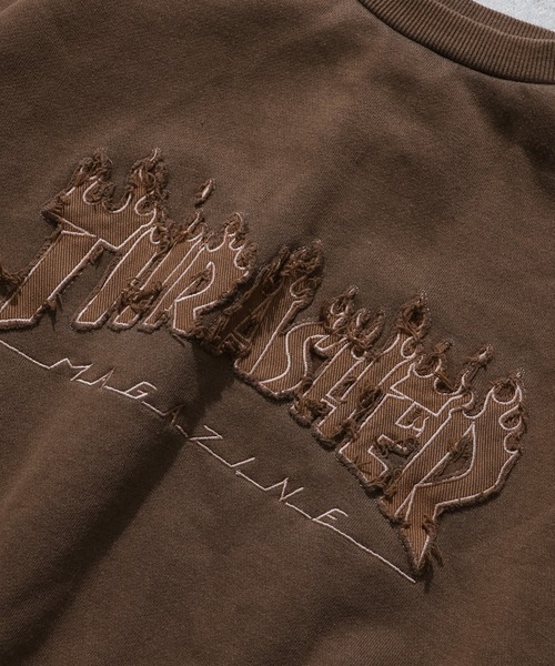 THRASHER(スラッシャー)の「【THRASHER/スラッシャー】裏毛 ピグメント加工 ダメージデニムアップリケ刺繍 クルーネックスウェット(スウェット・メンズ・チャコール/グレー/ブラウン/ピンク・L/M/XL)」の17枚目の写真
