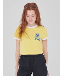 リンガークロップ半袖Tシャツイエロー