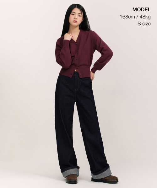 MUSINSA STANDARD WOMAN（ムシンサスタンダードウーマン）の「ウィメンズエッセンシャルカーディガン[バーガンディ]（カーディガン/ボレロ・レディース・その他・LARGE/SMALL/X-SMALL/MEDIUM）」の2枚目の写真