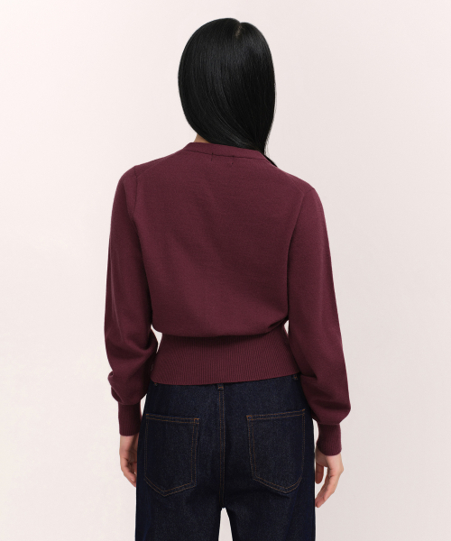 MUSINSA STANDARD WOMAN（ムシンサスタンダードウーマン）の「ウィメンズエッセンシャルカーディガン[バーガンディ]（カーディガン/ボレロ・レディース・その他・LARGE/SMALL/X-SMALL/MEDIUM）」の3枚目の写真