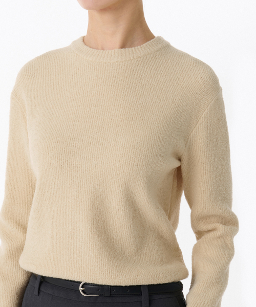 MUSINSA STANDARD WOMAN（ムシンサスタンダードウーマン）の「ウィメンズミニブークルクルーネックニット [エクリュ]（ニット/セーター・レディース・その他・LARGE/MEDIUM/SMALL/X-SMALL）」の3枚目の写真