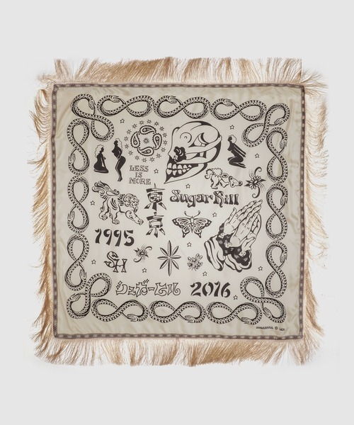 SUGARHILL（シュガーヒル）の「FRINGE SLIK SCARF（バンダナ/スカーフ・メンズ・ワインレッド/その他/ブラック・0）」の3枚目の写真