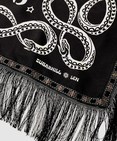 SUGARHILL（シュガーヒル）の「FRINGE SLIK SCARF（バンダナ/スカーフ・メンズ・ワインレッド/その他/ブラック・0）」の7枚目の写真