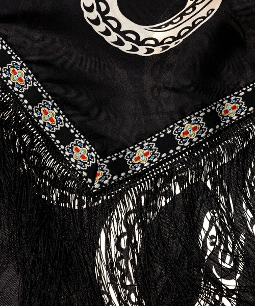 SUGARHILL（シュガーヒル）の「FRINGE SLIK SCARF（バンダナ/スカーフ・メンズ・ワインレッド/その他/ブラック・0）」の6枚目の写真