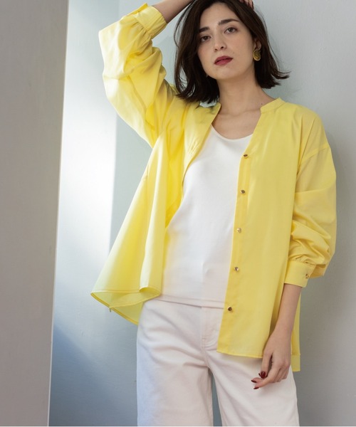 OPAQUE.CLIP(オペークドットクリップ)の「前あき後ろフレアブラウス(シャツ/ブラウス・レディース・ブルー/ベビーピンク/イエロー系その他/ブラック/ホワイト/ブラウン系その他・38)」の7枚目の写真