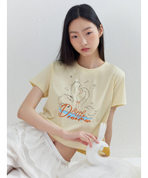 カップルスワンクロップTシャツイエロー