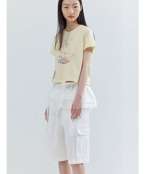 OPENING SUNSHINE(オープニングサンシャイン)の「カップルスワンクロップTシャツイエロー(Tシャツ/カットソー・レディース・その他・FREE)」の4枚目の写真