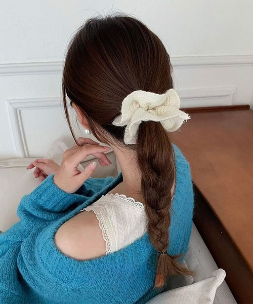 【2ヶ組¥600】ベビーシュシュ♡ペットシュシュ♡ミニシュシュ ammy. / エイミードット 】 ひらひら 毛糸 シュシュ / ヘア