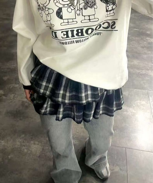 AsheKsha(アシクシャ)の「2026年春新作-チェックのフリースタイル ストラップラップスカート(スカート・レディース・ネイビー・F)」の13枚目の写真