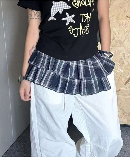 AsheKsha(アシクシャ)の「2026年春新作-チェックのフリースタイル ストラップラップスカート(スカート・レディース・ネイビー・F)」の7枚目の写真