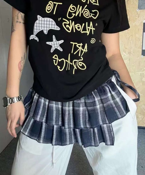 AsheKsha(アシクシャ)の「2026年春新作-チェックのフリースタイル ストラップラップスカート(スカート・レディース・ネイビー・F)」の8枚目の写真