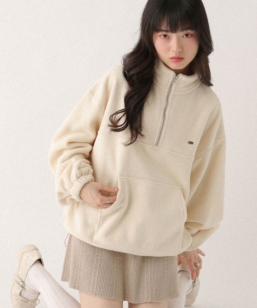 Heather(ヘザー)の「ハーフZIPフリースプルオーバー 647913(スウェット・レディース・アイボリー/グレー/ネイビー・FREE)」の2枚目の写真