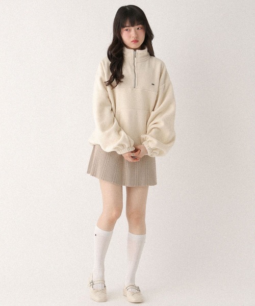 Heather(ヘザー)の「ハーフZIPフリースプルオーバー 647913(スウェット・レディース・アイボリー/グレー/ネイビー・FREE)」の4枚目の写真