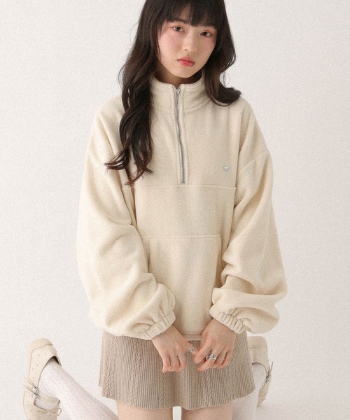 Heather(ヘザー)の「ハーフZIPフリースプルオーバー 647913(スウェット・レディース・アイボリー/グレー/ネイビー・FREE)」の9枚目の写真