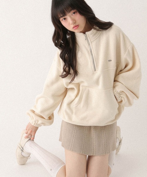 Heather(ヘザー)の「ハーフZIPフリースプルオーバー 647913(スウェット・レディース・アイボリー/グレー/ネイビー・FREE)」の10枚目の写真