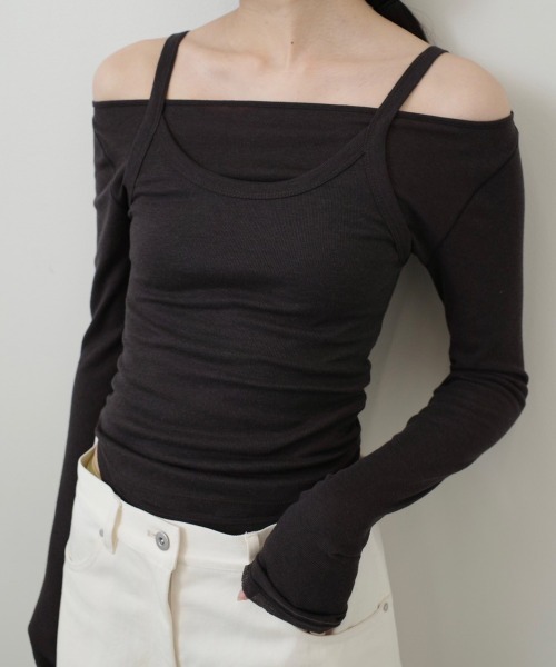 TODAYFUL（トゥデイフル）の「Soft Fraice Camisole（キャミソール・レディース・アイボリー/スミクロ/グレー・FREE）」の7枚目の写真