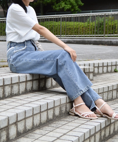 &soiree(アンドソワレ)の「フリルリボンデザインデニム(デニムパンツ・レディース・ブルー・FREE)」の9枚目の写真