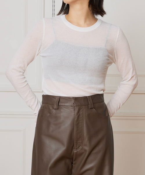 IENA LA BOUCLE(イエナラブークル)の「《追加》IENA LA BOUCLE 水撚りガスフライスクルーロングTシャツ(Tシャツ/カットソー・レディース・ブラウン/サックスブルー/グリーン/ブラック/ホワイト・FREE)」の2枚目の写真