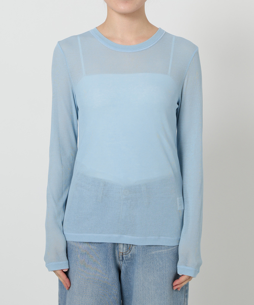 IENA LA BOUCLE（イエナラブークル）の「《追加》IENA LA BOUCLE 水撚りガスフライスクルーロングTシャツ（Tシャツ/カットソー・レディース・ブラウン/サックスブルー・FREE）」の2枚目の写真