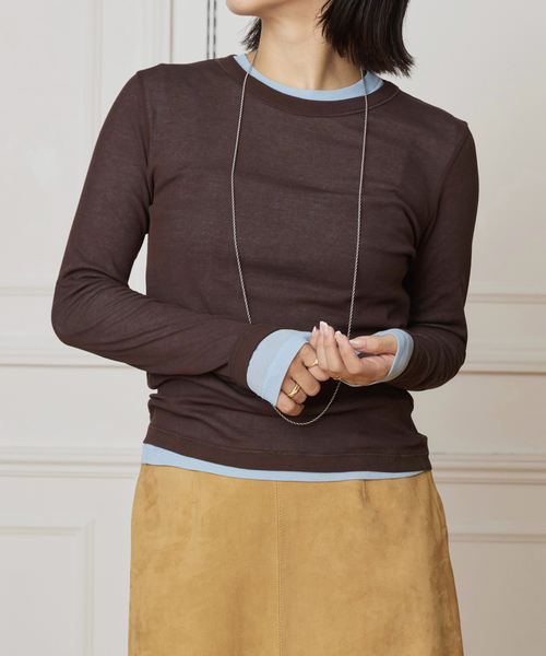 IENA LA BOUCLE（イエナラブークル）の「《追加》IENA LA BOUCLE 水撚りガスフライスクルーロングTシャツ（Tシャツ/カットソー・レディース・ブラウン/サックスブルー・FREE）」の21枚目の写真