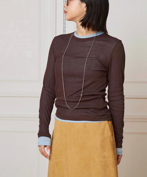 IENA LA BOUCLE（イエナラブークル）の「《追加》IENA LA BOUCLE 水撚りガスフライスクルーロングTシャツ（Tシャツ/カットソー・レディース・ブラウン/サックスブルー・FREE）」の20枚目の写真