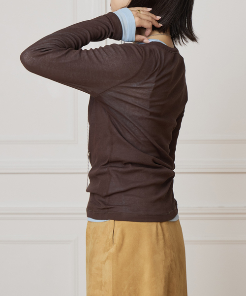 IENA LA BOUCLE（イエナラブークル）の「《追加》IENA LA BOUCLE 水撚りガスフライスクルーロングTシャツ（Tシャツ/カットソー・レディース・ブラウン/サックスブルー・FREE）」の19枚目の写真