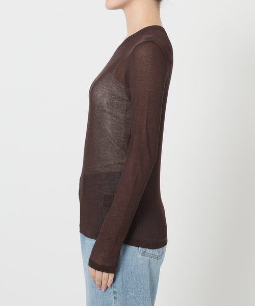 IENA LA BOUCLE（イエナラブークル）の「《追加》IENA LA BOUCLE 水撚りガスフライスクルーロングTシャツ（Tシャツ/カットソー・レディース・ブラウン/サックスブルー・FREE）」の15枚目の写真