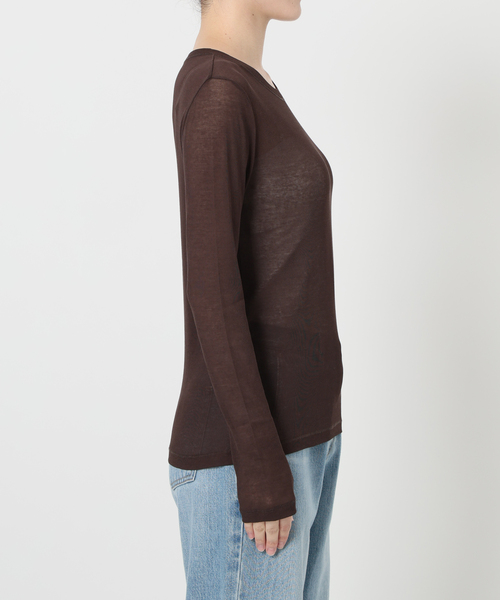 IENA LA BOUCLE（イエナラブークル）の「《追加》IENA LA BOUCLE 水撚りガスフライスクルーロングTシャツ（Tシャツ/カットソー・レディース・ブラウン/サックスブルー・FREE）」の13枚目の写真