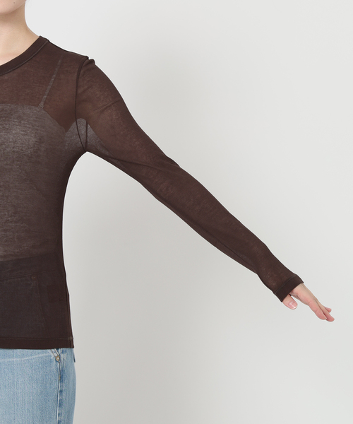 IENA LA BOUCLE（イエナラブークル）の「《追加》IENA LA BOUCLE 水撚りガスフライスクルーロングTシャツ（Tシャツ/カットソー・レディース・ブラウン/サックスブルー・FREE）」の12枚目の写真