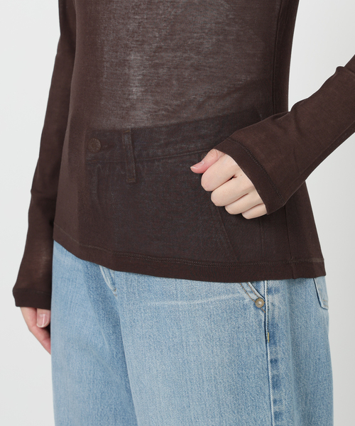 IENA LA BOUCLE（イエナラブークル）の「《追加》IENA LA BOUCLE 水撚りガスフライスクルーロングTシャツ（Tシャツ/カットソー・レディース・ブラウン/サックスブルー・FREE）」の11枚目の写真