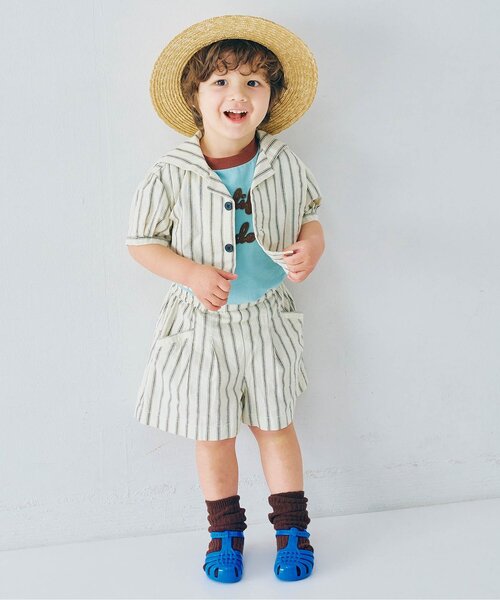 p.premier（ピードットプルミエ）の「ロゴリボンストローハット（ハット・キッズ・ブラウン/アイボリー・56/54/52/50）」の5枚目の写真