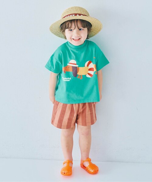 p.premier（ピードットプルミエ）の「ロゴリボンストローハット（ハット・キッズ・ブラウン/アイボリー・56/54/52/50）」の8枚目の写真