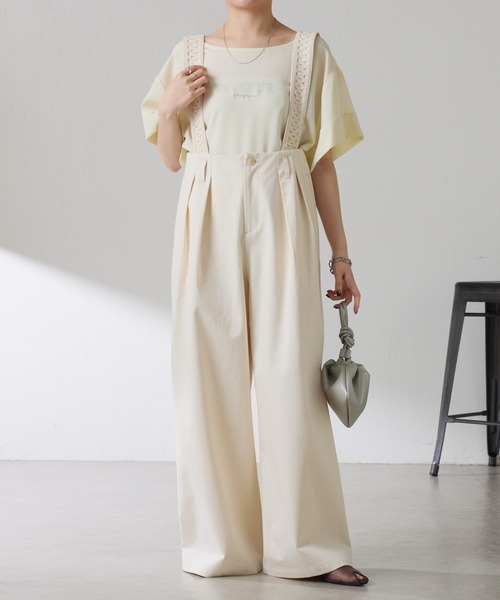 COLLAGE GALLARDAGALANTE（コラージュガリャルダガランテ）の「サスペンダーワイドタックパンツ（その他パンツ・レディース・アイボリー/ベージュ・FREE）」の3枚目の写真