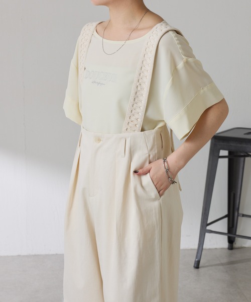 COLLAGE GALLARDAGALANTE（コラージュガリャルダガランテ）の「サスペンダーワイドタックパンツ（その他パンツ・レディース・アイボリー/ベージュ・FREE）」の5枚目の写真