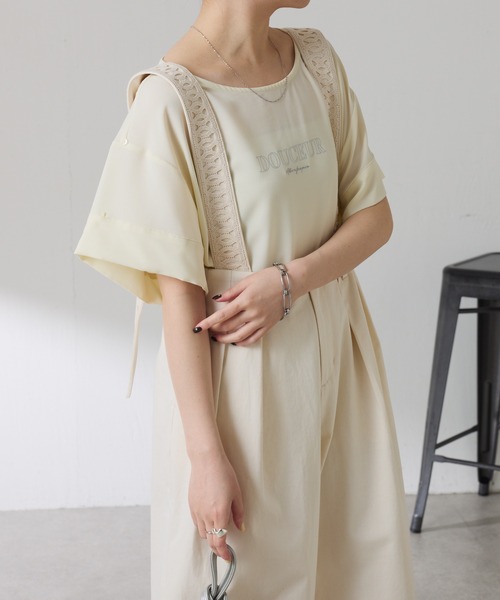 COLLAGE GALLARDAGALANTE（コラージュガリャルダガランテ）の「サスペンダーワイドタックパンツ（その他パンツ・レディース・アイボリー/ベージュ・FREE）」の7枚目の写真