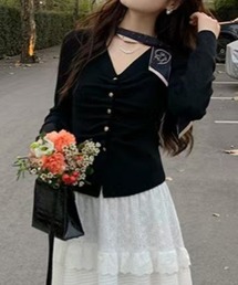 STAY MOTION（ステイモーション）の「【WEB限定】フロントギャザーニットトップス［韓国ファッション カジュアル ガーリー］（ニット/セーター）」