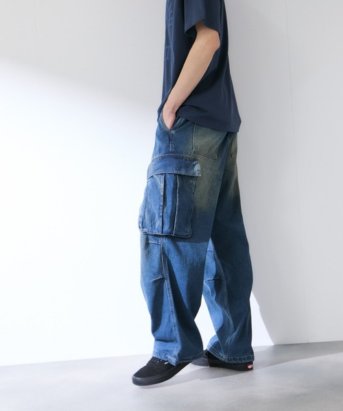 NAVY(ネイビー)の「NAVY 裾ドローコード 3Dポケット デニムカーゴパンツ(カーゴパンツ・メンズ・ブラック/ブルー系・S/M/L/XL)」の9枚目の写真