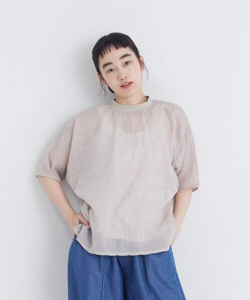 conges payes ADIEU TRISTESSE(コンジェ ペイエ アデュートリステス)の「シャーリングプルオーバーブラウス(シャツ/ブラウス・レディース・ベージュ系その他/ブルー系その他/ブラック系その他・38)」の7枚目の写真