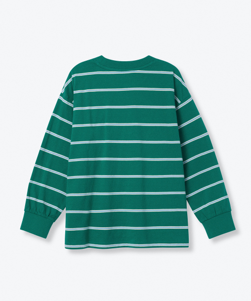 MUSINSA STANDARD KIDS（ムシンサスタンダードキッズ）の「マルチストライプクルーネック長袖Tシャツ2 [グリーン]（Tシャツ/カットソー・レディース・その他・100/110/130/140/160/150/120）」の3枚目の写真
