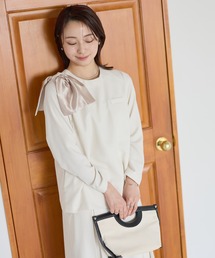 BONCIERGE meets Audire（ボンシェルジュミーツアウディーレ）の「3WAY ショルダーリボン ツイードプルオーバー【セットアップ可】（シャツ/ブラウス）」