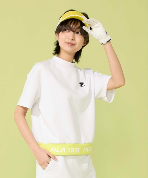 FILA GOLF(フィラゴルフ )の「半袖モックネックシャツ(シャツ/ブラウス・レディース・ブラック/ミント/イエロー/ホワイト・XX-LARGE/X-LARGE/LARGE/MEDIUM)」の1枚目の写真