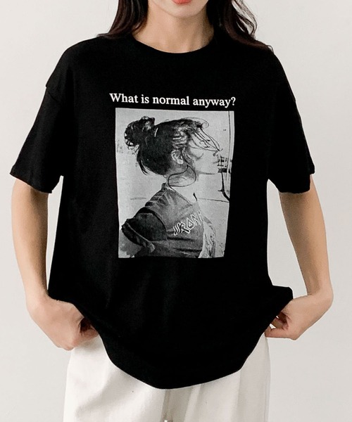 LOWO(ロワ)の「モノクロフォトグラフィックプリントTシャツ 半袖 フォトT(Tシャツ/カットソー・レディース・ホワイト/ブラック/アイボリー・FREE)」の12枚目の写真
