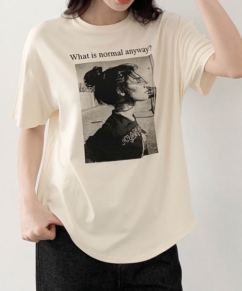 LOWO(ロワ)の「モノクロフォトグラフィックプリントTシャツ 半袖 フォトT(Tシャツ/カットソー・レディース・ホワイト/ブラック/アイボリー・FREE)」の17枚目の写真