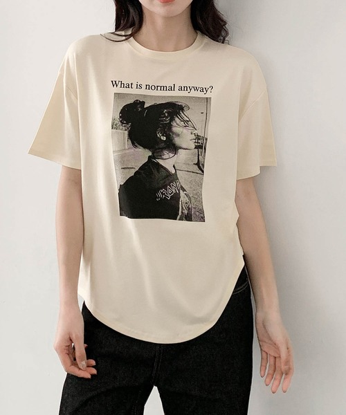 LOWO(ロワ)の「モノクロフォトグラフィックプリントTシャツ 半袖 フォトT(Tシャツ/カットソー・レディース・ホワイト/ブラック/アイボリー・FREE)」の18枚目の写真