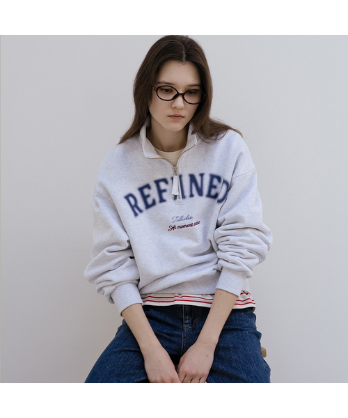Refined half zip up MTM [TISP05LT12]_Melange gray（スウェット